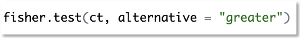r code snippet for running Fisher's Exact Test